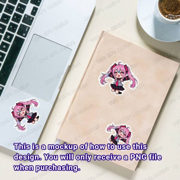 sakura miku chibi design, pink miku png, cute miku sticker design