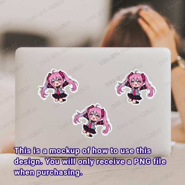 sakura miku chibi design, pink miku png, cute miku sticker design