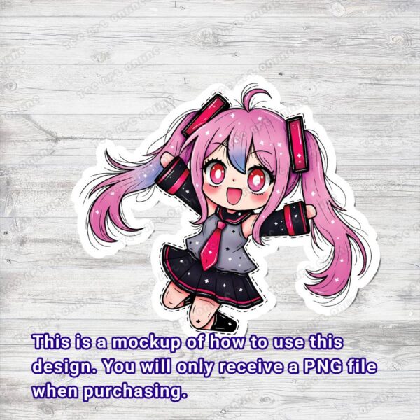 sakura miku chibi design, pink miku png, cute miku sticker design