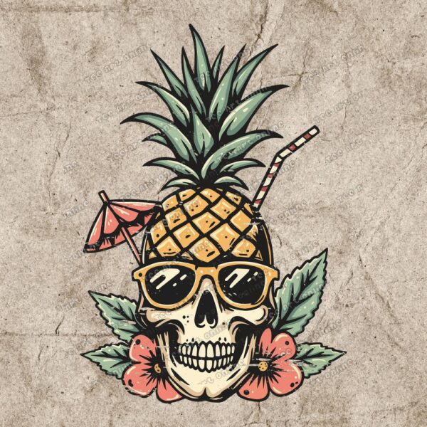 Retro Summer Skull Pineapple Juice