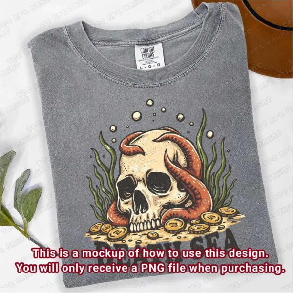 retro death sea design, vintage summer vibes, summer skull diving png, retro skull graphic