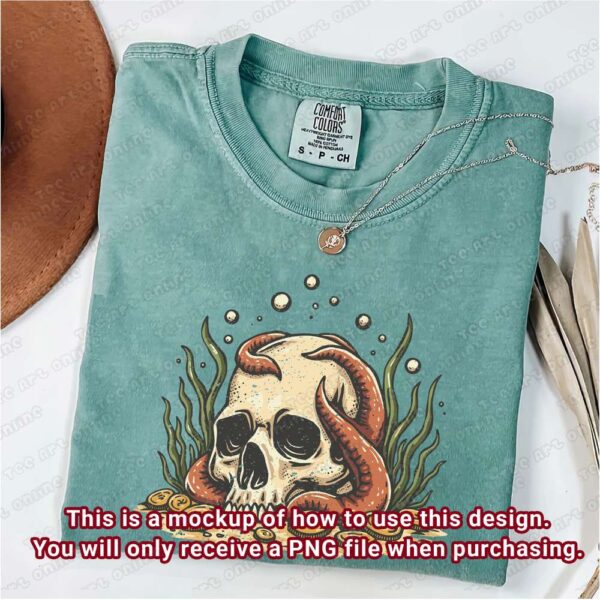 retro death sea design, vintage summer vibes, summer skull diving png, retro skull graphic