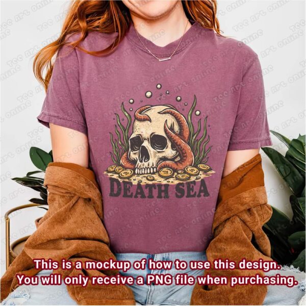 retro death sea design, vintage summer vibes, summer skull diving png, retro skull graphic