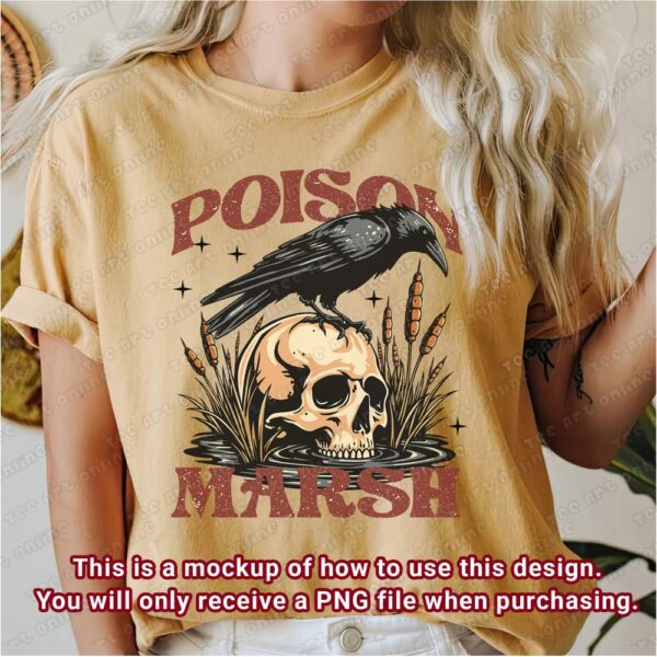 vintage vibes png, death swamp design, retro skull design, skull crow graphic design