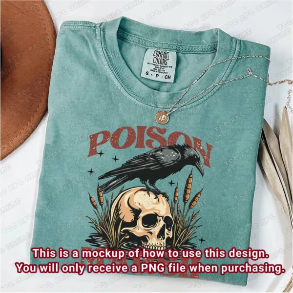 vintage vibes png, death swamp design, retro skull design, skull crow graphic design