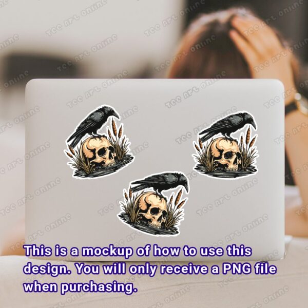 vintage vibes png, death swamp design, retro skull design, skull crow graphic design