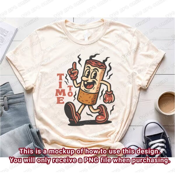 Retro Time To Smoke Design, Retro Vintage PNG, Get High Tshirt Sticker Design, Hippie Shirt png, Retro Cartoon, Retro cigarette sticker png