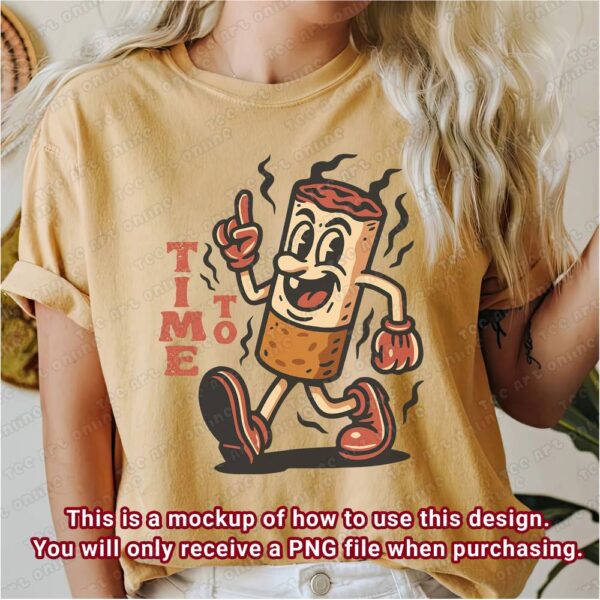 Retro Time To Smoke Design, Retro Vintage PNG, Get High Tshirt Sticker Design, Hippie Shirt png, Retro Cartoon, Retro cigarette sticker png