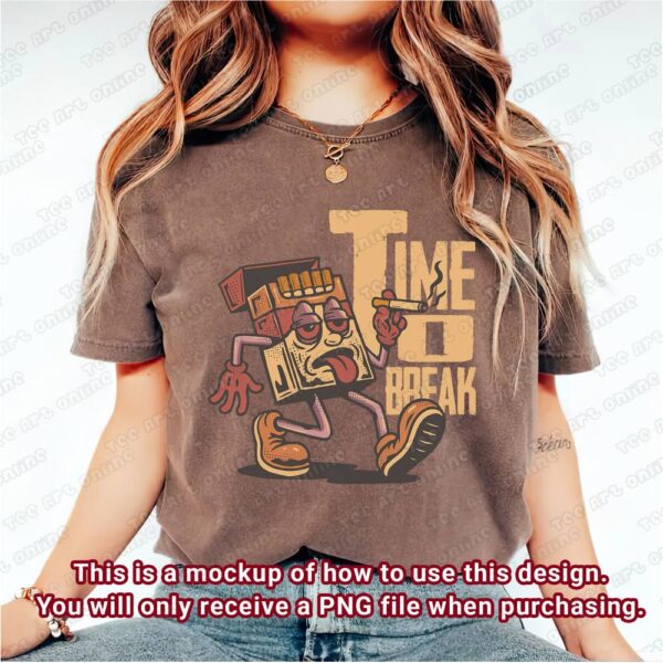 retro time to break design, retro cigarette png, retro tshirt design, hippie design, vintage 70s 80s nostalgia design, sticker design