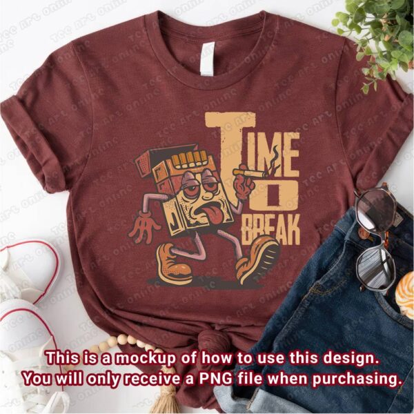 retro time to break design, retro cigarette png, retro tshirt design, hippie design, vintage 70s 80s nostalgia design, sticker design