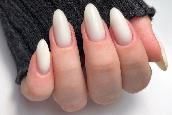 White ombre almond nails