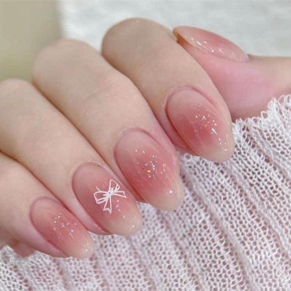 Dusty rose almond nails matte and glossy contrast