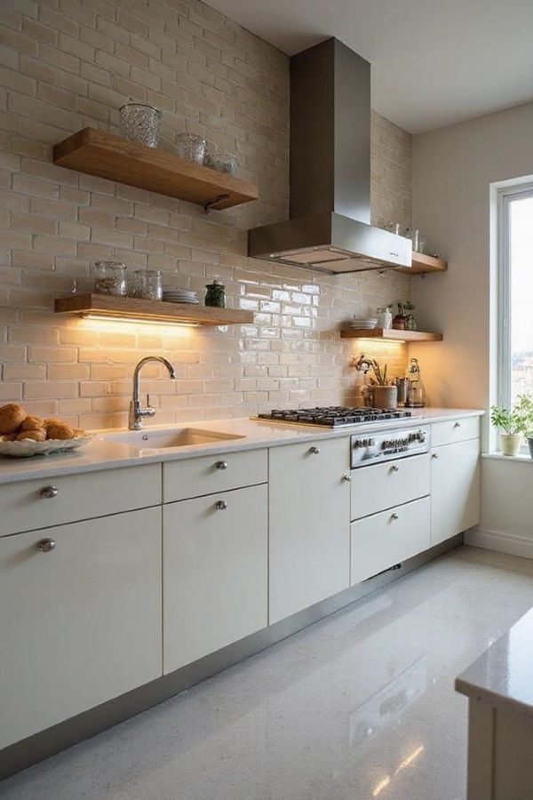 A full-wall backsplash that transforms the kitchen space