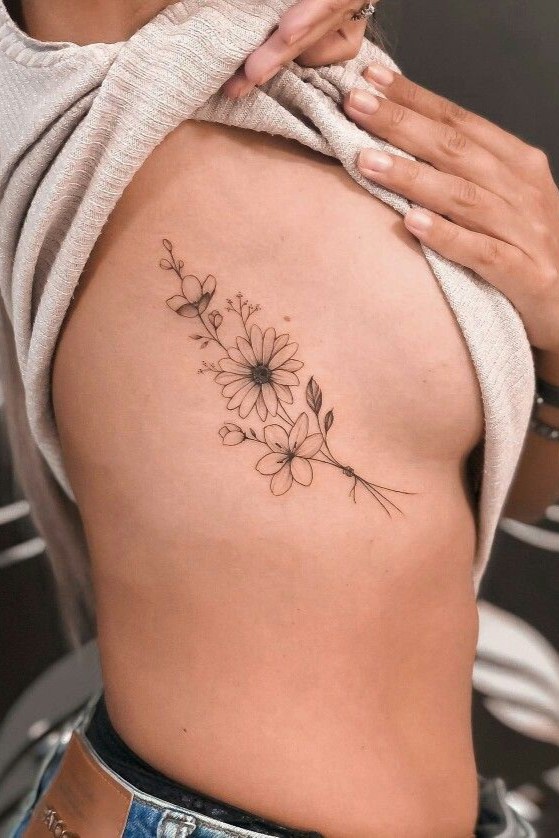 Side Boob Flower Tattoo Ideas That Flow With Your Body