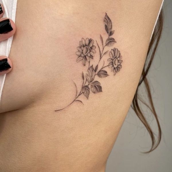Flower Side Boob Tattoo