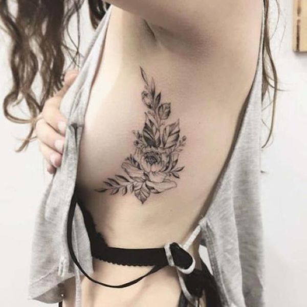 Wildflower Side Boob Tattoo