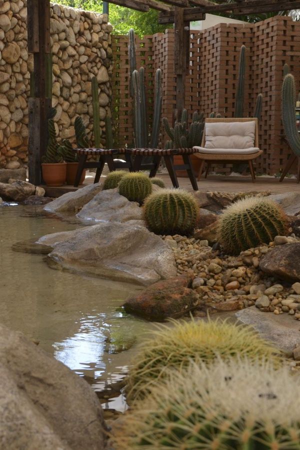 Desert stone small backyard ideas without grass