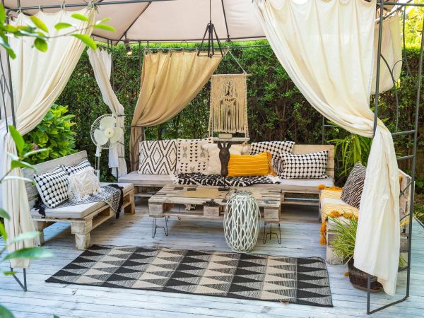 Cushion corner boho backyard nook
