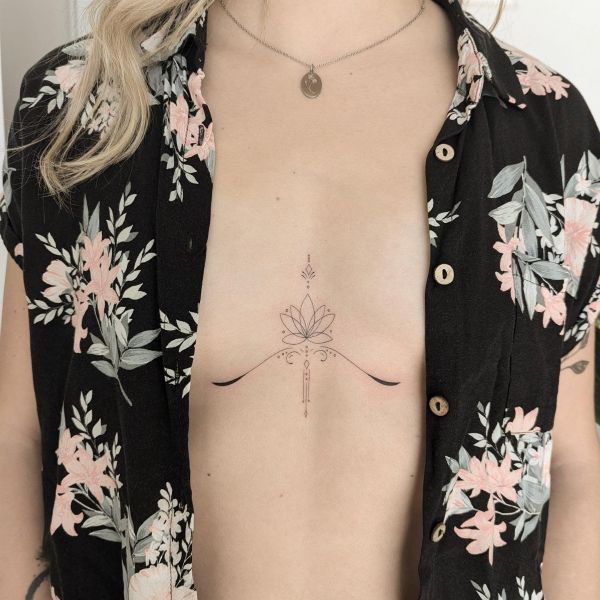 Tattoo with Tiny Flower Linework
