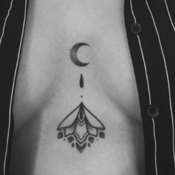 Underboob Sternum Tattoo Lace Crescent