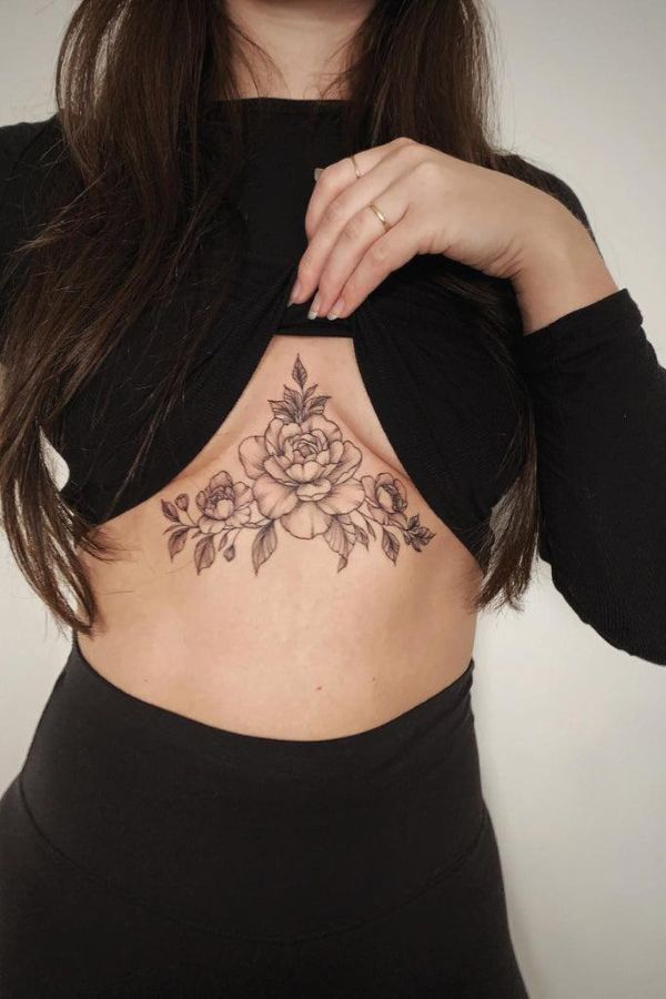 Floral Under Chest Tattoo Ideas