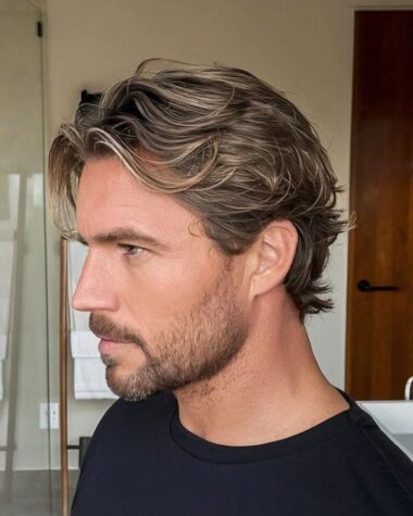 Medium length straight hair men soft layered flow natural movement clean style