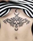 Moth Underboob Tattoo with Moon