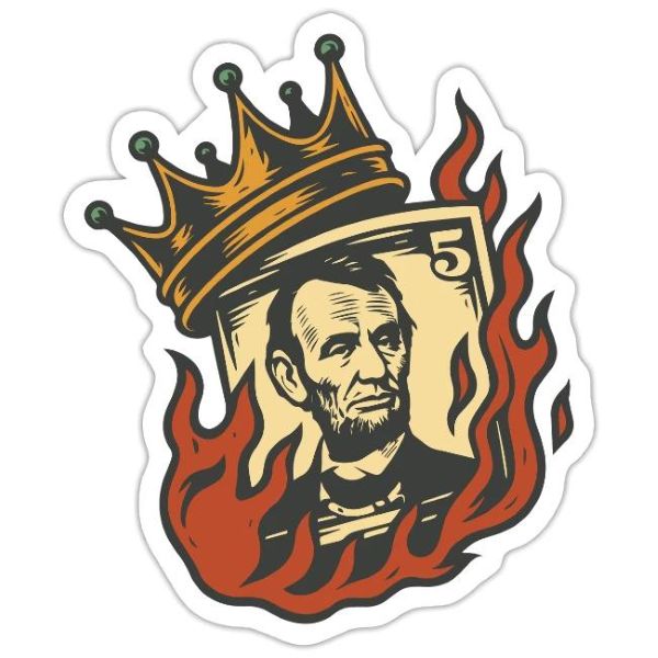 Retro Americana Shirt | Freedom Burns vintage flaming Lincoln sticker design - Tee Art Onine @teeartonline