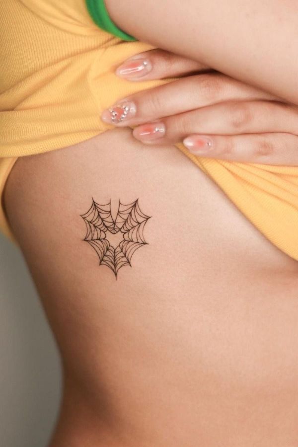 Minimalist Spider Underboob Tattoos with delicate black ink details - Tee Art Online