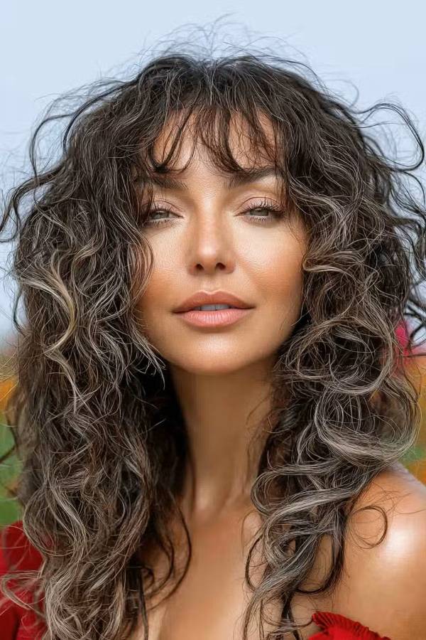 Soft curly wolf cut with airy fairy texture