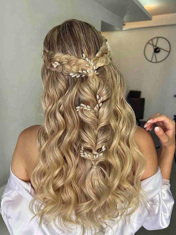 Easy Fairy Hairstyles with long blonde waves and braided fairy details