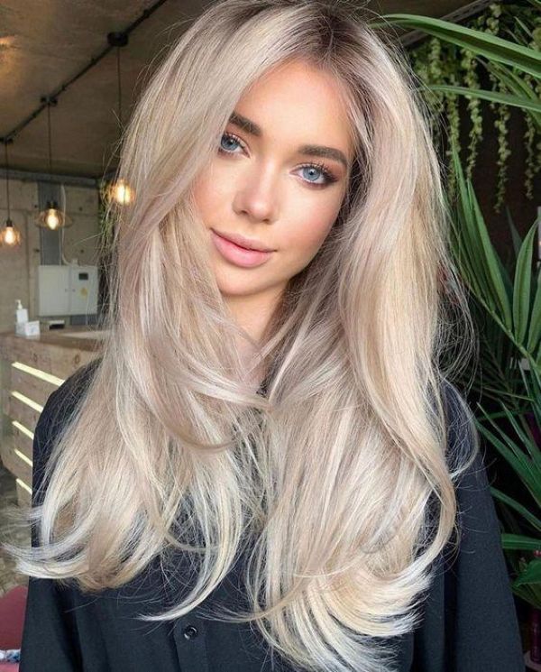 platinum blonde layers and soft glass-like shine