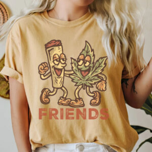 retro 420 shirt Smoke Bud Squad design with joint and cannabis leaf FRIENDS text - Tee Art Online - @teeartonline